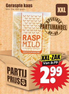  geraspte kaas 400 mild zak rasp plantaardig verrijkt grootverpakking xxl 