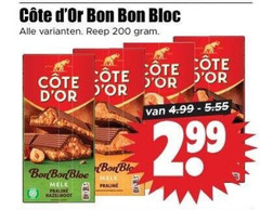 cote d or chocolade 200 bon bloc reep melk praline hazelnoot 