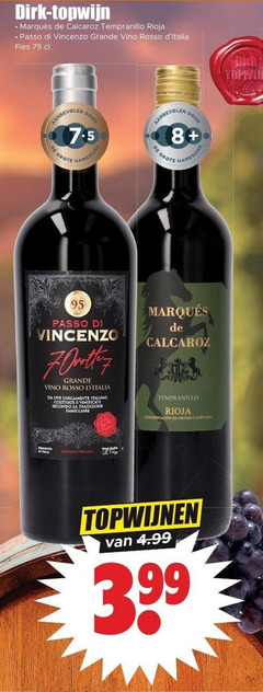  rode wijn topwijn tempranillo rioja vincenzo grande vino rosso fles 8 hamersma da la tradizione wine premium topwijnen 3.99 