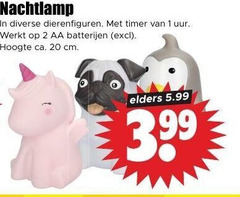  nachtlamp 1 2 20 dierenfiguren timer uur aa batterijen hoogte ca. cm elders 5.99 3.99 