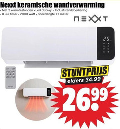  2 25 nexxt keramische wandverwarming warmtestanden led display afstandsbediening uur timer watt snoerlengte meter elders 