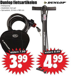  fietszadelhoes fietspomp 12 180 dunlop fietsartikelen zadeldek gel spiraalslot mm cm elders 3.99 4 99 
