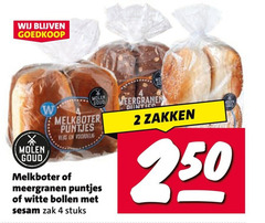  bolletjes 2 4 molen goud puntjes vers meergranen witte bollen sesam zak stuks zakken 