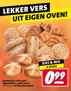  kaiserbroodjes 4 9 vers oven roomboter croissants tijgerbollen petit pains wit bruin mix stuks 
