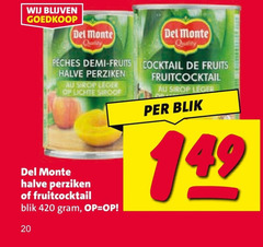  del monte fruitconserven 20 demi fruits halve perziken sirop lichte fruitcocktail blik quality cocktail leger 