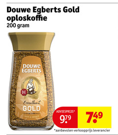  douwe egberts oploskoffie 200 gold meester koffiebranders joure excellent cups smooth 
