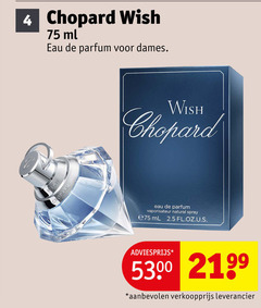  chopard wish ml eau parfum dames vaporisateur natural spray e75 2.5 