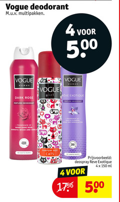  4 150 500 vogue deodorant multipakken women girl dark rose exotique perfume fragrance warm aromatic wood and vanilla love pur exotic flowers sandalwood white marks parfum deo cats deospray reve ml 