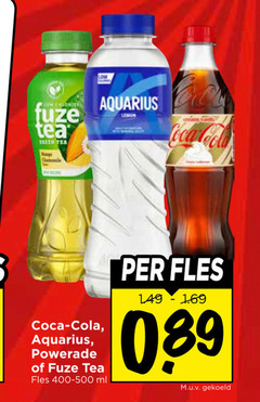  fuze tea coca-cola ice cola mango chamomile coca aquarius fles ml gekoeld 