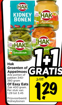  hak groenteconserven appelmoes bonen 1 100 400 kidney sperziebonen groenten potten pakken easy zak stuk kidneybonen 