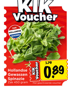  450 voucher hollandse boeren gewassen spinazie zak geactiveerde 