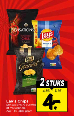  lays chips 2 4 sensations thai sweet chilli flavour new pack paprika gourmet sea salt oil valuepack zak stuks 