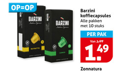  barzini koffiecups 10 italian expresse ristretto nespresso lungo koffiecapsules pakken stuks pak zonnatura 