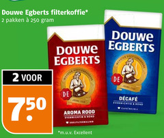  douwe egberts koffie 2 250 750 filterkoffie pakken aroma rood evenwichtig rond m.u.v excellent 