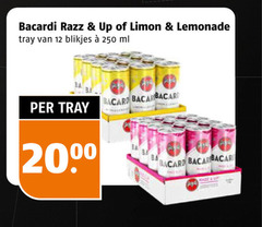  mixdrank 12 250 bacardi razz up limon lemonade tray blikjes ml wait 