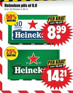  heineken 0.0 krat bier 24 25 30 50 pils flessen alcohol free 