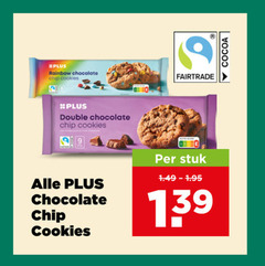  plus huismerk biscuit rainbow chocolate chip double fairtrade stuk cocoa 