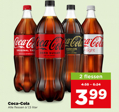  coca-cola cola 2 coca original tas zero sugar refreshing calories light flessen 1 5 liter 3.99 