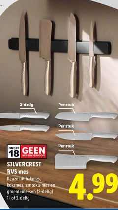  2 18 delig stuk messen silvercrest rvs mes hakmes koksmes santokumes 