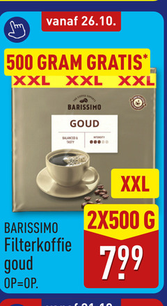  barissimo koffie 500 xxl coffee goud balanced tasty intensity filterkoffie 