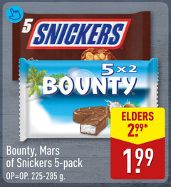  bounty snickers mars chocoladerepen 5 pack elders 