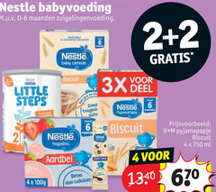  nestle babyvoeding 2 4 6 750 maanden zuigelingenvoeding little steps 100g melk water baby cereals biscuit yogolino aardbei vit suikerpot calcium 3x deel pyjamapapje ml 